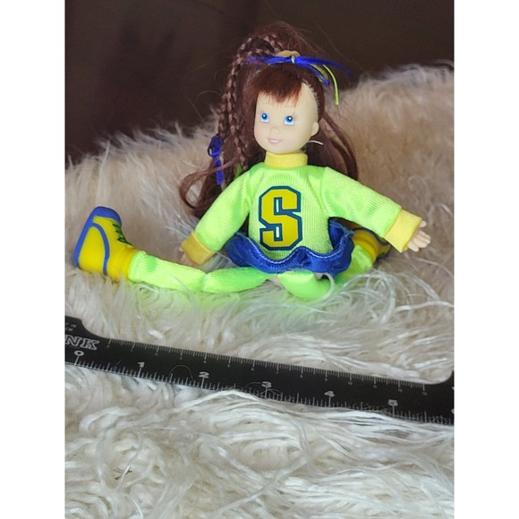 Cheerleader ragdoll Fishel Toys vintage 1990s vinyl face neon 8" mini doll - Picture 4 of 4